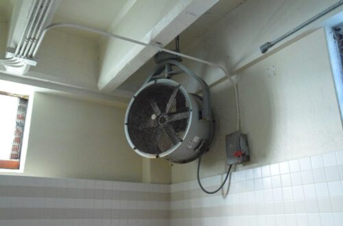 black and gray wall fan